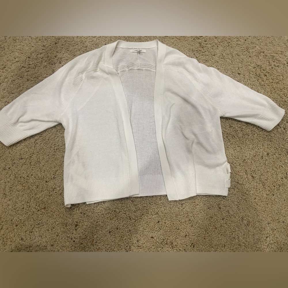 Maurices White Lightweight Cardigan Size S Open Front 3/4 Sleeve Knit